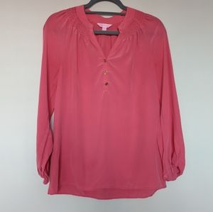 Lilly Pulitzer Elsa Pink Silk Blouse Top Size XSmall